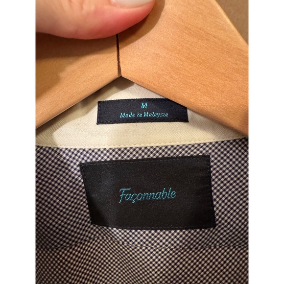 Faconnable Womens Navy White Gingham Check 100% Cotton Button Down Shirt Size M - Picture 5 of 6